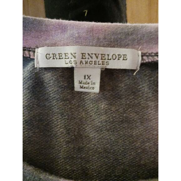Green Envelope Los Angeles 3/4 Sleeve Tie Dye Shirt Size 1X - Picture 3 of 5